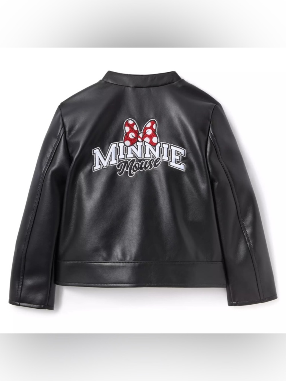 Disney Minnie Mouse Faux Leather Jacket‎ Toddler Size 4T Black Moto Style